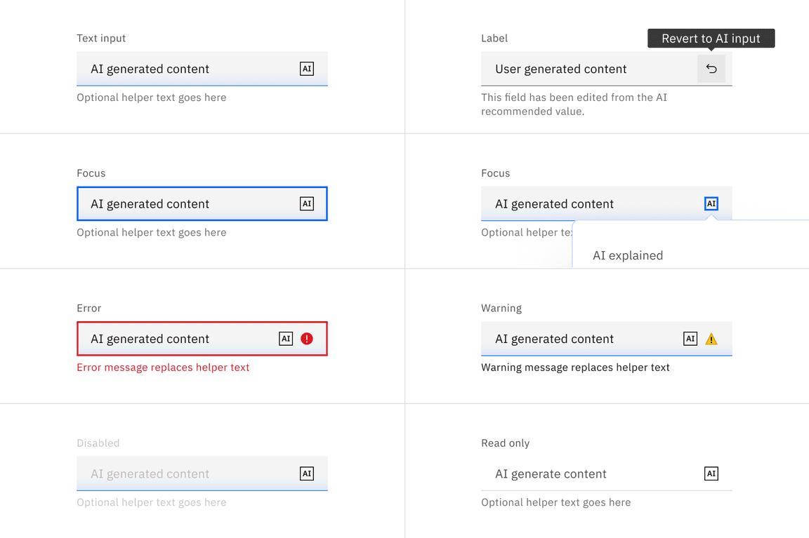 Examples fluid input states