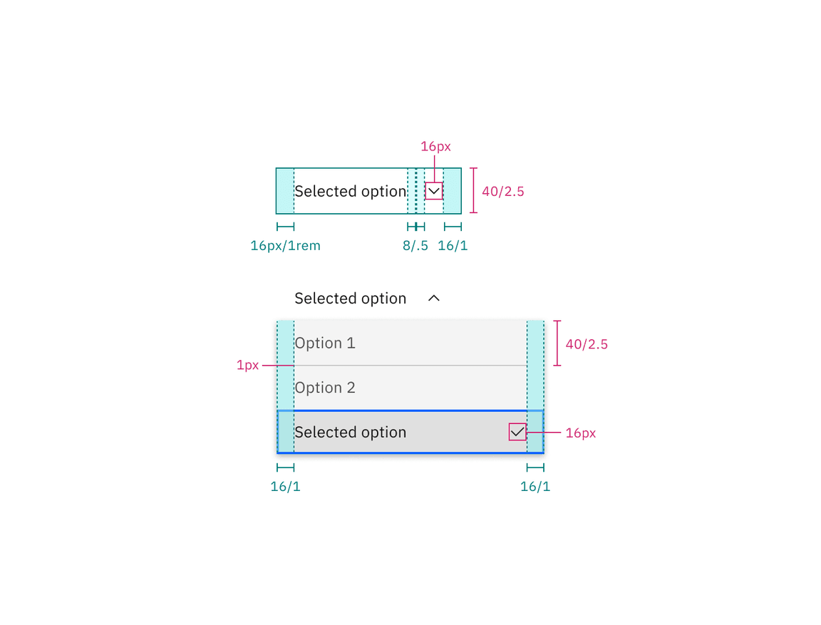 Structure and spacing for inline dropdown